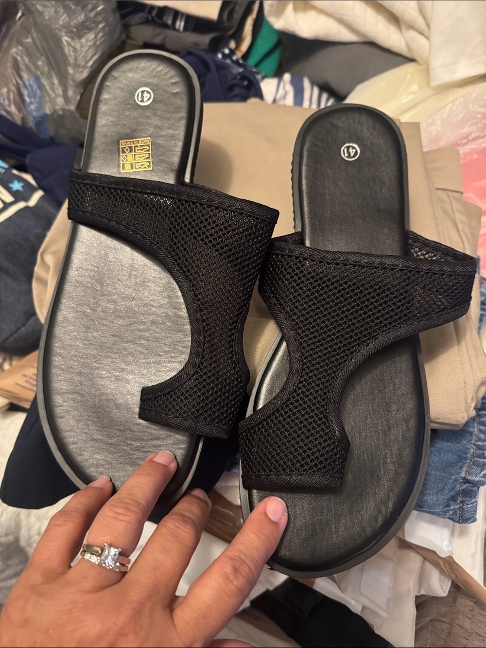Women's Black Mesh Slide Sandals - Lightweight Comfort